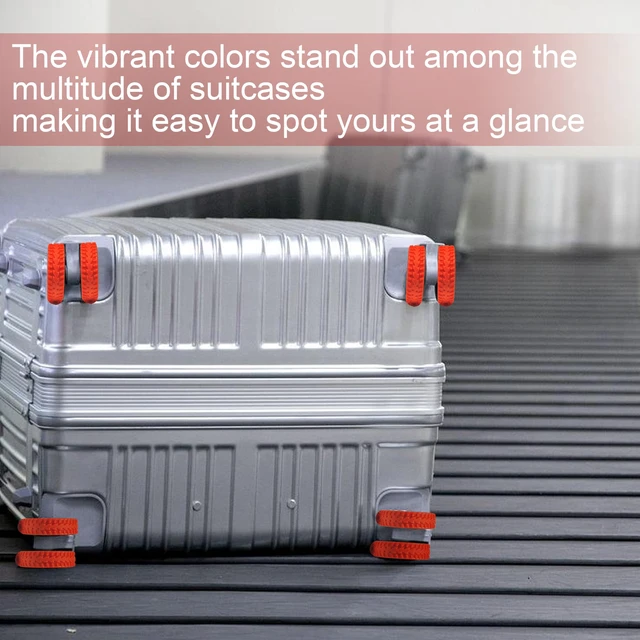 Alt view image 5 of 6 - 8 Pack Luggage Wheel Covers for 8-Spinner Suitcase, Red | Noise-reducing silicone wheel protectors, wear-resistant, shock-absorbing, easy to install for travel