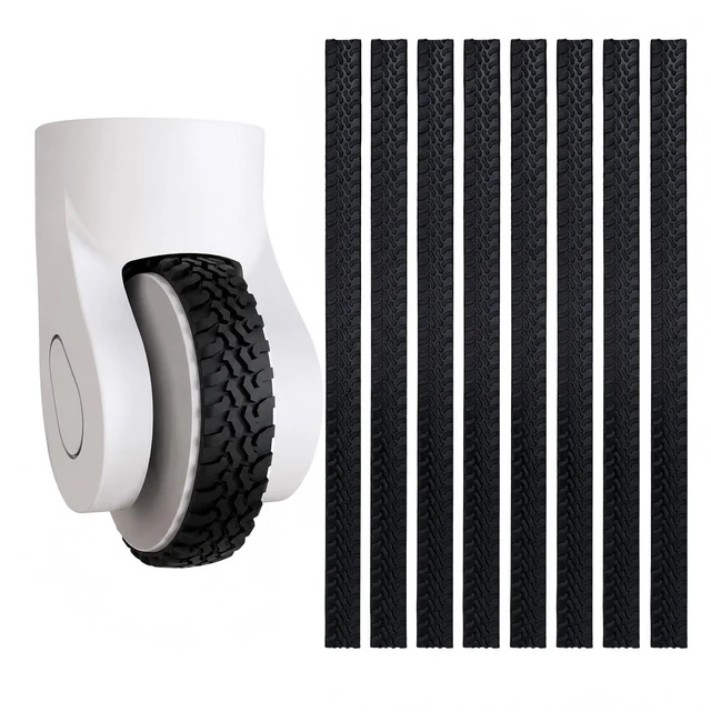 Main image of Silicone Luggage Wheel Covers, 8 Pcs Noise Reducing Protectors | Cut-to-fit silicone strips with anti-shedding adhesive for suitcase wheels and office chairs. Reduces noise and vibration