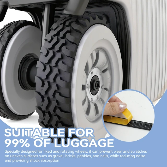 Alt view image 3 of 7 - Silicone Luggage Wheel Covers, 8 Pcs Noise Reducing Protectors | Cut-to-fit silicone strips with anti-shedding adhesive for suitcase wheels and office chairs. Reduces noise and vibration