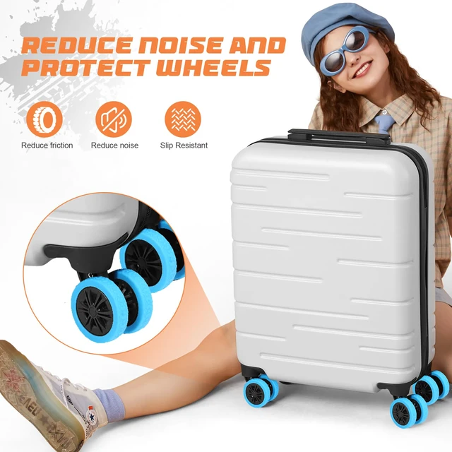 Alt view image 2 of 6 - Luggage Wheel Covers, 8 PCS Silicone Wheel Protector Covers for 2-2.6 inches 8-Spinner Wheels, Wear-Resistant, Anti-Noise, Pink+Green