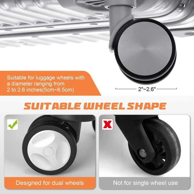 Alt view image 3 of 6 - Luggage Wheel Covers, 8 PCS Silicone Wheel Protector Covers for 2-2.6 inches 8-Spinner Wheels, Wear-Resistant, Anti-Noise, Pink+Green