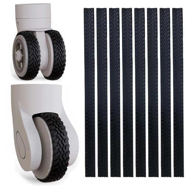 Main image of Waterproof Luggage Wheel Covers - 8 Pcs Super Sticky Protector, Anti-Shedding, Silent Noise Reduction, Shock Absorbing Caster Cover for Carry-On (Black)