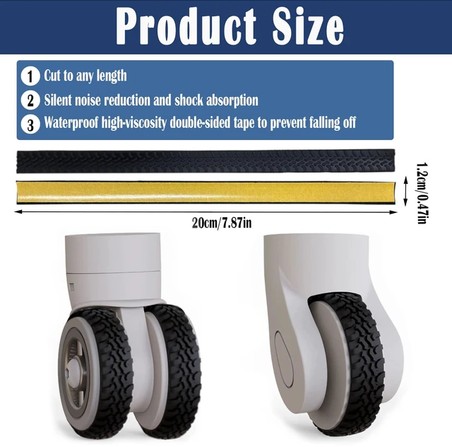 Alt view image 2 of 7 - Waterproof Luggage Wheel Covers - 8 Pcs Super Sticky Protector, Anti-Shedding, Silent Noise Reduction, Shock Absorbing Caster Cover for Carry-On (Black)