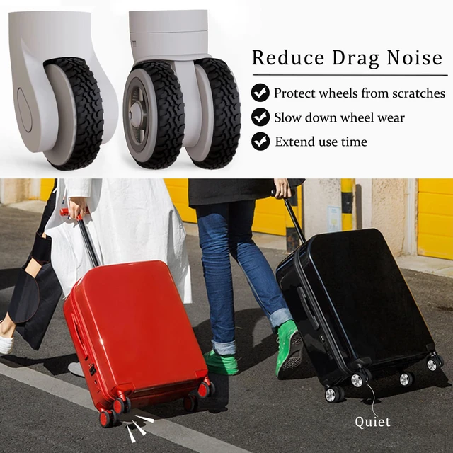 Alt view image 4 of 7 - Waterproof Luggage Wheel Covers - 8 Pcs Super Sticky Protector, Anti-Shedding, Silent Noise Reduction, Shock Absorbing Caster Cover for Carry-On (Black)