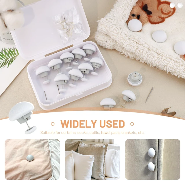 Alt view image 7 of 7 - Duvet Pin Duvet Clips 16 Sets, Non-Slip Comforter Clips, One Key to Unlock Duvet Clips, Duvet Button Fasteners for Quilt, Cushions, Curtains, Decoration (White)