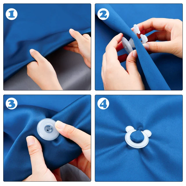 Alt view image 2 of 7 - 12 Pcs Duvet Comforter Clips Plastic Grippers Button Clips Non Slip | Gripper Design, for Inside Corner and Keep Comforter Duvet, Prevent Shifting, Easy to Install, Reusable with Quilts Blankets