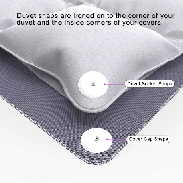 Alt view image 3 of 5 - Metal Iron-on Duvet Snaps, White, 16 Pcs / 8 Sets | Hidden metal snaps help keep your duvet spread smoothly inside the cover, without bulky clips or hard magnets.
