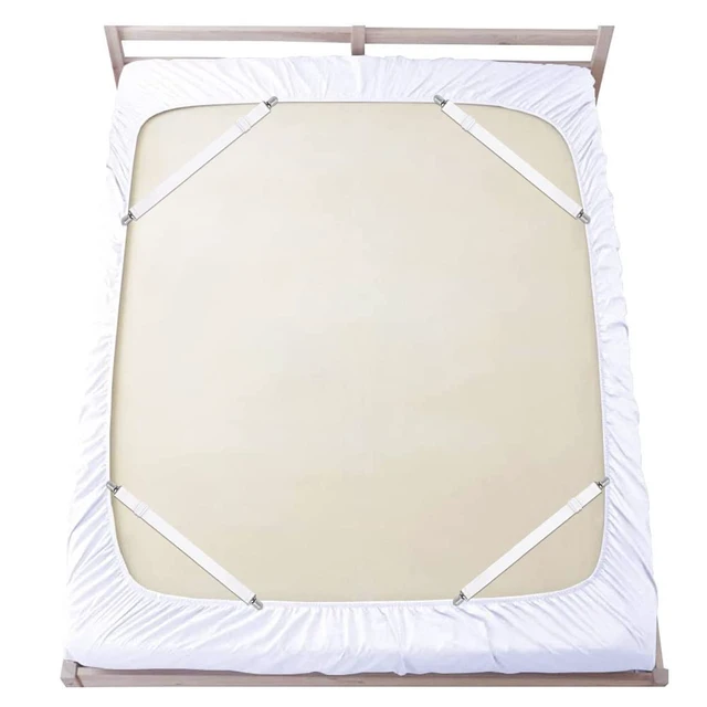 Alt view image 7 of 7 - Sheet Straps, Adjustable Elastic Bed Sheet Holder, 4pcs White | Keep Sheet Firm & Tight, Non-Slip Strong Gripping Sheet Clips, Max Stretch 26.8'' for Crib to King Size Bed, Easy to Install