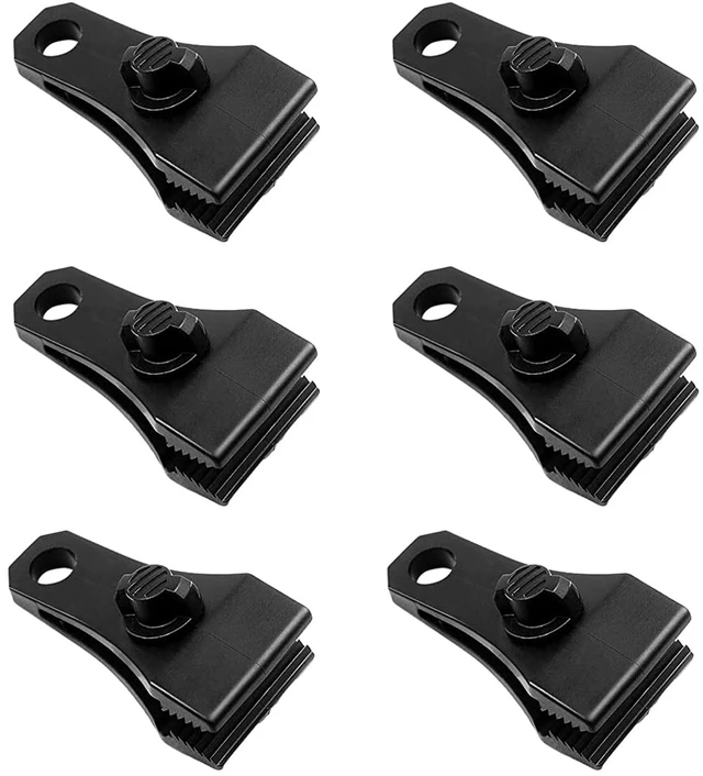Main image of Upgrade Large Tarp Clips Heavy Duty Lock Grip, 6 PCs Heavy Duty Tarp Clip Clamps Thumb Screw Tent Fasteners Clips for Camping Awnings Caravan Canopies Car Truck Swimming Pool Boat Cover Clips