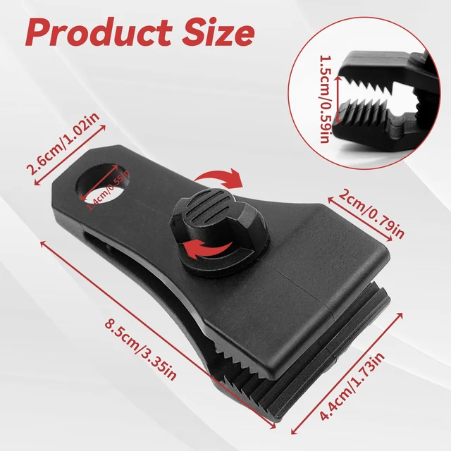 Alt view image 3 of 6 - Upgrade Large Tarp Clips Heavy Duty Lock Grip, 6 PCs Heavy Duty Tarp Clip Clamps Thumb Screw Tent Fasteners Clips for Camping Awnings Caravan Canopies Car Truck Swimming Pool Boat Cover Clips