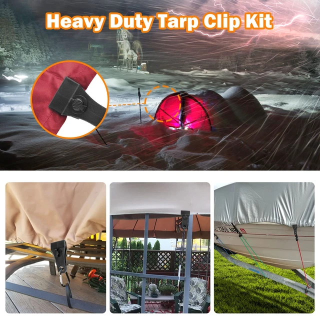 Alt view image 6 of 6 - Upgrade Large Tarp Clips Heavy Duty Lock Grip, 6 PCs Heavy Duty Tarp Clip Clamps Thumb Screw Tent Fasteners Clips for Camping Awnings Caravan Canopies Car Truck Swimming Pool Boat Cover Clips