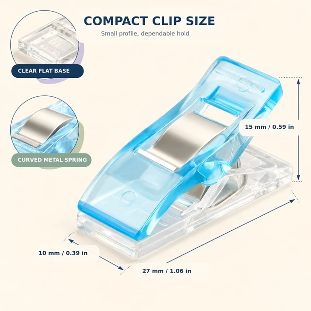 Alt view image 3 of 6 - Sewing Clips with Tin Box,100 PCS Fabric Clips for Quilting & Binding | 100 colorful reusable clips with a tin box hold fabric without pinholes for sewing, quilting, binding and crafts.