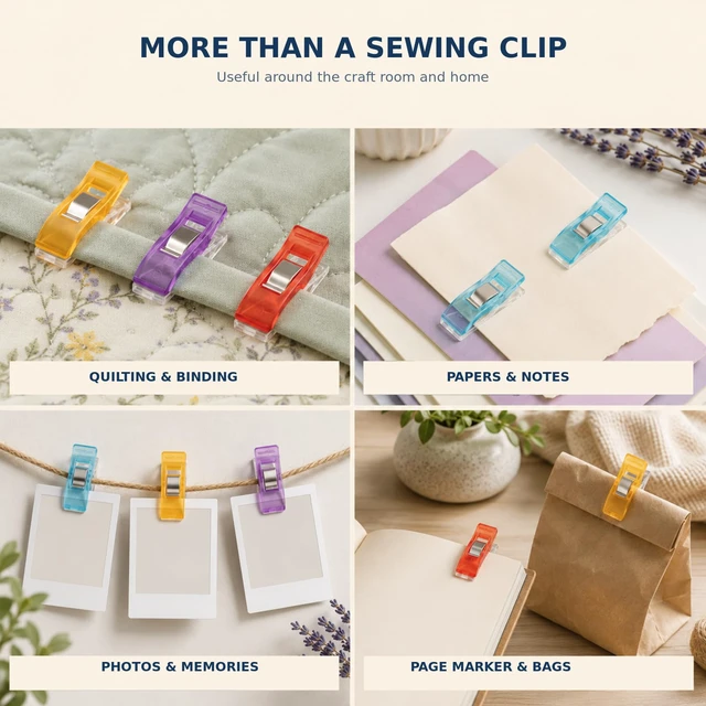 Alt view image 4 of 6 - Sewing Clips with Tin Box,100 PCS Fabric Clips for Quilting & Binding | 100 colorful reusable clips with a tin box hold fabric without pinholes for sewing, quilting, binding and crafts.