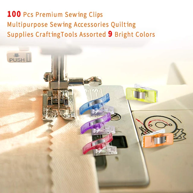 Alt view image 5 of 6 - Sewing Clips with Tin Box,100 PCS Fabric Clips for Quilting & Binding | 100 colorful reusable clips with a tin box hold fabric without pinholes for sewing, quilting, binding and crafts.