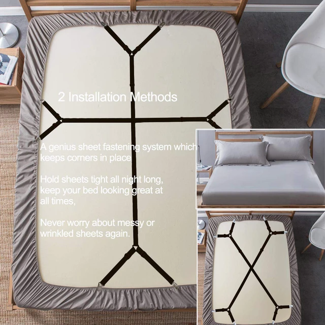 Alt view image 2 of 6 - Bed Sheet Holder Straps - Sheet Straps Adjustable Bed Sheet Clips Fasteners Keep Sheets Stays in Place,2Pcs/Set Black