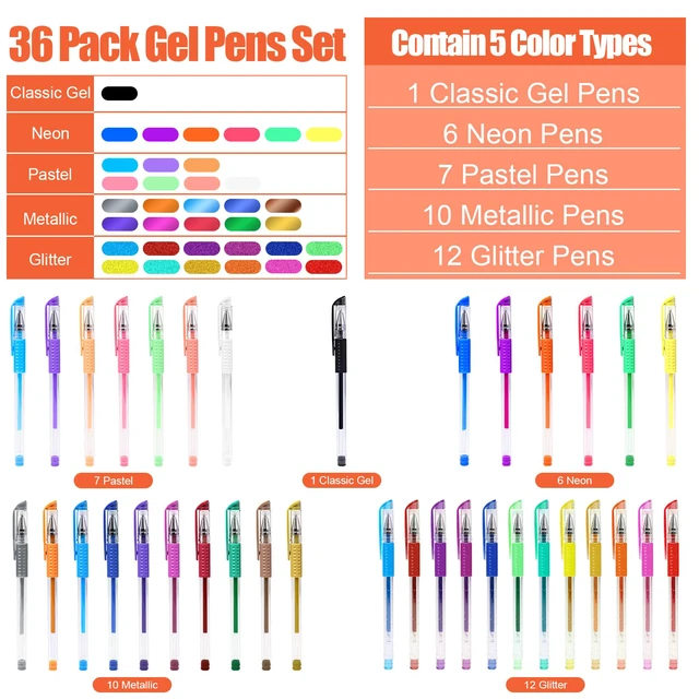 Alt view image 3 of 7 - 36 Colors Gel Pens Set for Adult Coloring Books with 40% More Ink | Juicy & Smooth Coloring Pens Great for Doodling, Journaling and Drawing