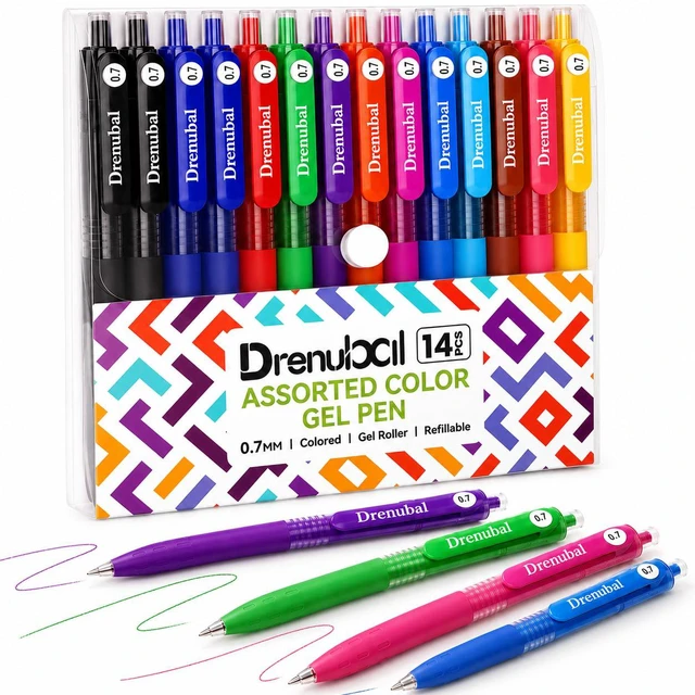 Main image of Colored Gel Pens 14 Pack, Retractable 0.7mm Medium Point Color Gel Pens | Smooth Quick Dry Ink, Assorted Color Pens for Note Taking, Journaling, School Supplies, Office, Coloring Books, Art Projects