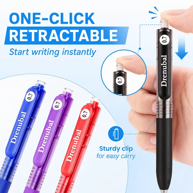 Alt view image 3 of 7 - Colored Gel Pens 14 Pack, Retractable 0.7mm Medium Point Color Gel Pens | Smooth Quick Dry Ink, Assorted Color Pens for Note Taking, Journaling, School Supplies, Office, Coloring Books, Art Projects