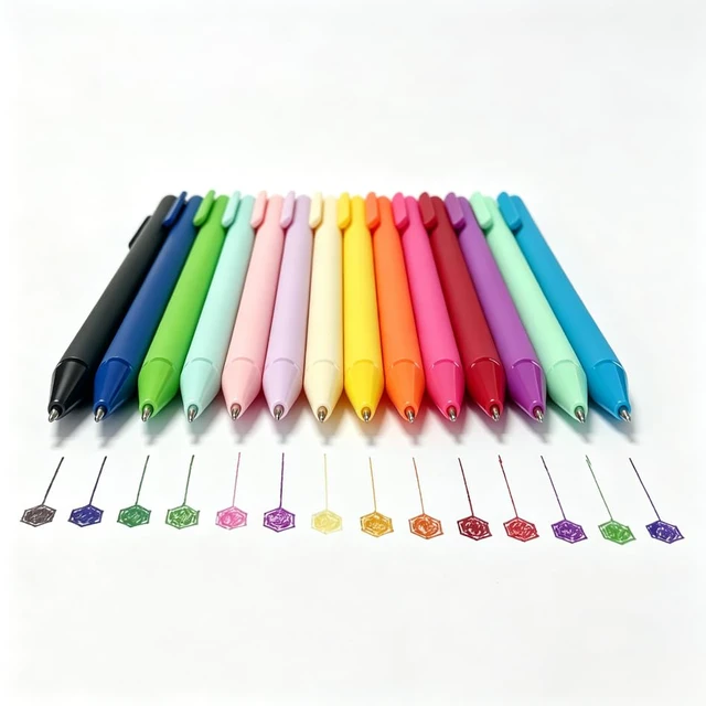 Alt view image 2 of 7 - Colored Pens,Fair pens With 0.7 mm Fine Tip Bulk - 14-Piece Pack - Pastel & Vibrant, Colorful Smooth Writing, Lightweight Ballpoint Pen Body Teacher Essentials Gift