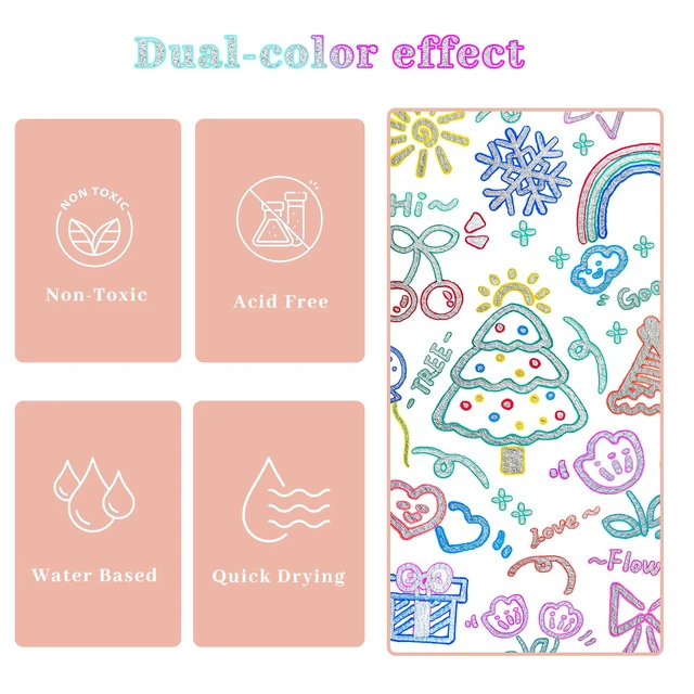 Alt view image 4 of 6 - 12 Colors Self-Outline Metallic Markers | Professional Double Line, Shimmer Pens, Calligraphy, Illustration & Artist-Grade DIY Crafts