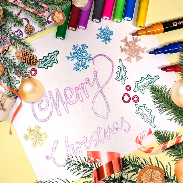 Alt view image 6 of 6 - 12 Colors Self-Outline Metallic Markers | Professional Double Line, Shimmer Pens, Calligraphy, Illustration & Artist-Grade DIY Crafts