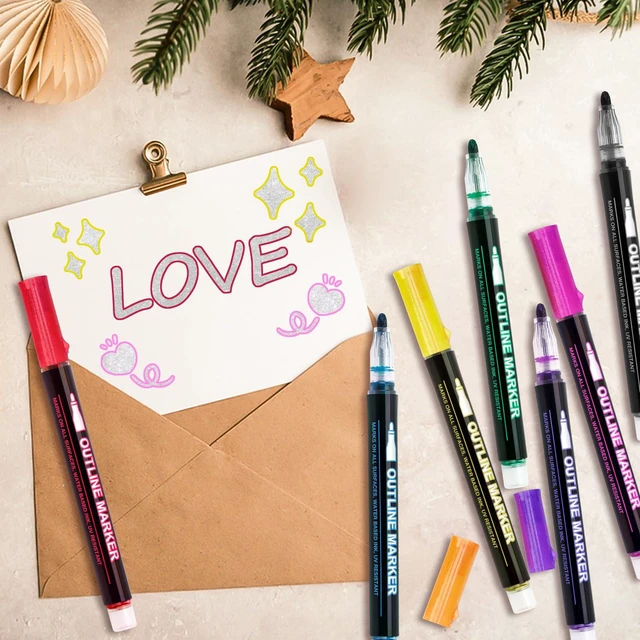 Alt view image 2 of 7 - Teens Girls Boys Kids 12 Shimmer Markers Outline Pens | School Art Supplies for Kids 9-12 Teen Girl Gifts Trendy Stuff Drawing Crafts Gifts for 4-12 Chriatmas Birthday Easter Party