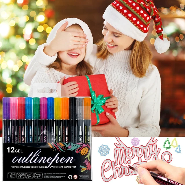Alt view image 4 of 7 - Teens Girls Boys Kids 12 Shimmer Markers Outline Pens | School Art Supplies for Kids 9-12 Teen Girl Gifts Trendy Stuff Drawing Crafts Gifts for 4-12 Chriatmas Birthday Easter Party