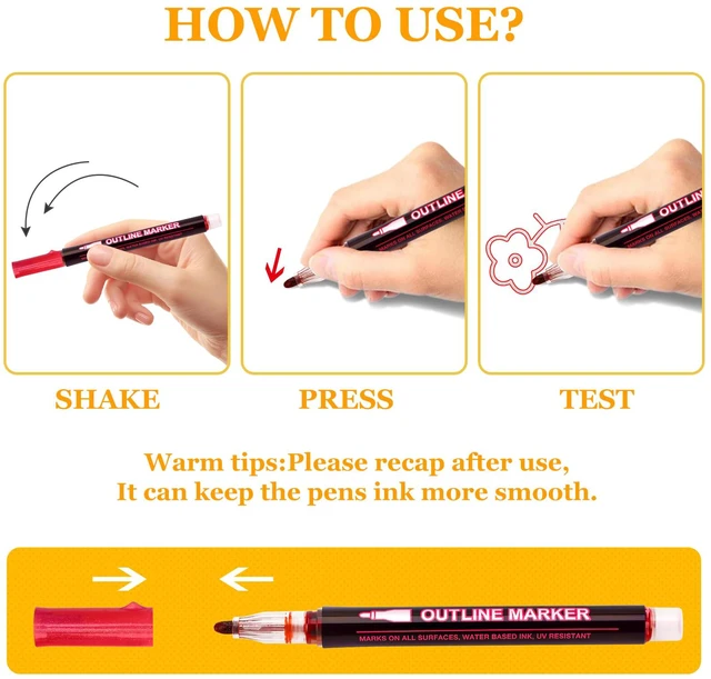Alt view image 6 of 7 - Teens Girls Boys Kids 12 Shimmer Markers Outline Pens | School Art Supplies for Kids 9-12 Teen Girl Gifts Trendy Stuff Drawing Crafts Gifts for 4-12 Chriatmas Birthday Easter Party