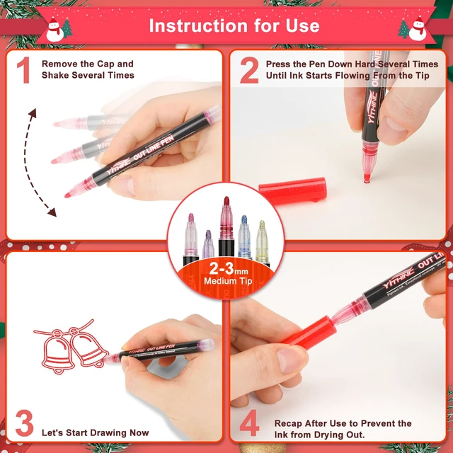 Alt view image 2 of 7 - 18 Outline Markers Metallic Glitter Pens for Kids, Tween & Teen Girl Gifts | Art Supplies & Crafts for Kids 8-12, Birthday Gifts for Girls 6-8 & 9-12, Stocking Stuffers for Girls