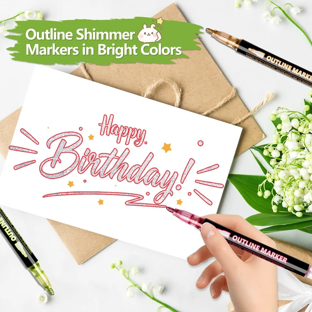 Alt view image 4 of 7 - 36 Colors Glitter Markers Outline Glitter Pens,Shimmer Metallic Markers for Painting Coloring,Waterproof Glitter Gel Pens for Art Supplies,Arts and Crafts for Gift Kids Journaling Writing Card Making