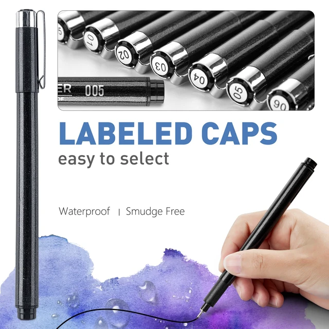 Alt view image 3 of 6 - Drawing Art Pens,Micro Fineliner Pens,Fine Tip Manga Markers for Artist Sketch Technical,Black,12 Set,902195