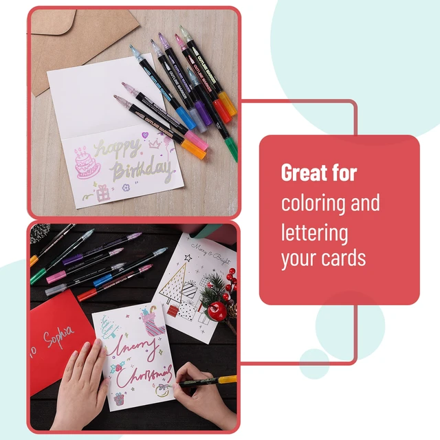 Alt view image 3 of 7 - Double Line Outline Markers, 10 Pack, Metallic Colors | Squiggles Shimmer Outline Pens, Craft Markers for Drawing, Doodling, Card Making and DIY Projects