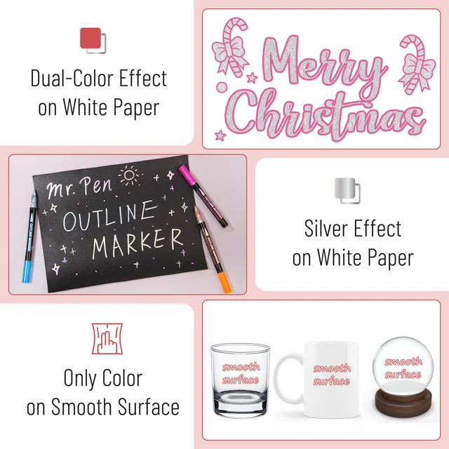 Alt view image 5 of 7 - Double Line Outline Markers, 10 Pack, Metallic Colors | Squiggles Shimmer Outline Pens, Craft Markers for Drawing, Doodling, Card Making and DIY Projects
