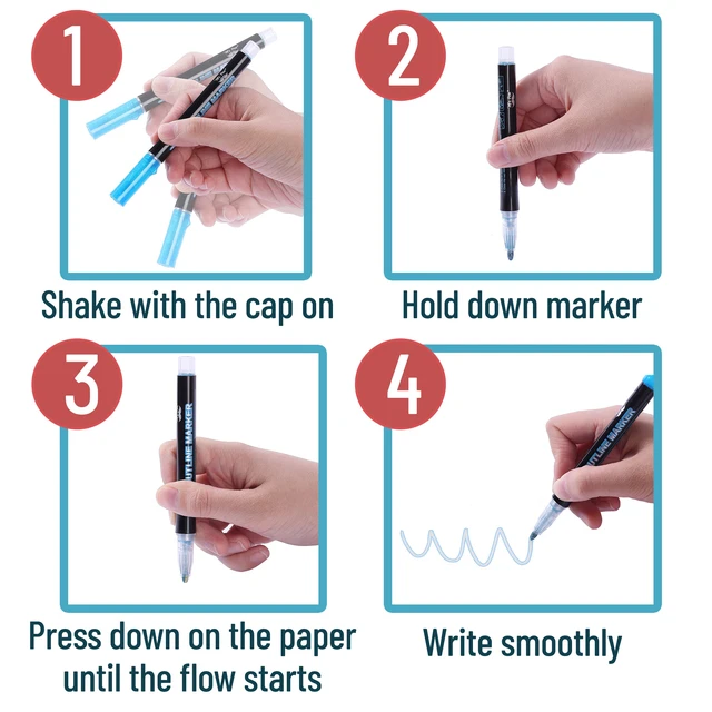 Alt view image 6 of 7 - Double Line Outline Markers, 10 Pack, Metallic Colors | Squiggles Shimmer Outline Pens, Craft Markers for Drawing, Doodling, Card Making and DIY Projects
