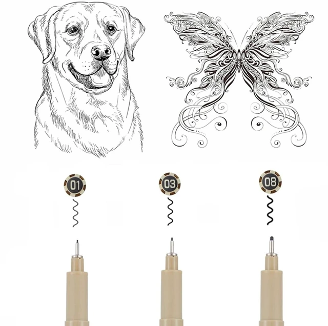Alt view image 2 of 7 - Micro Fineliner Pens, Waterproof Archival Black Ink, 3 Sizes | Black Fine Line Set, Waterproof Archival Ink, Liner Pens, Sketch & Outline, Manga, Anime, Watercolor, Artist Craft Gifts