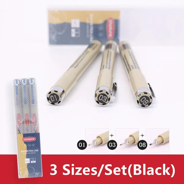 Alt view image 7 of 7 - Micro Fineliner Pens, Waterproof Archival Black Ink, 3 Sizes | Black Fine Line Set, Waterproof Archival Ink, Liner Pens, Sketch & Outline, Manga, Anime, Watercolor, Artist Craft Gifts