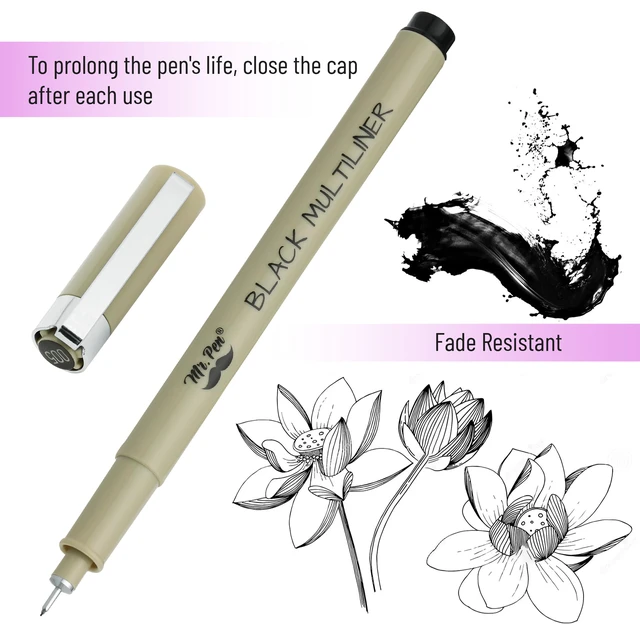 Alt view image 6 of 7 - Art Pens, Multiliners, Fineliner Ink Pens | Set of 8 Technical Drawing pen, Pigment Pen, Fine Point, Black, Waterproof, for Art Watercolor, Sketching, Micro Drawing