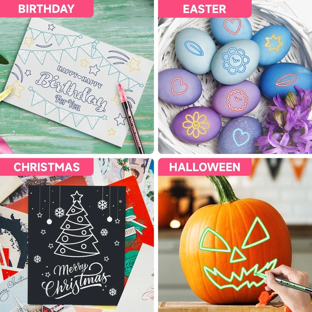 Alt view image 4 of 7 - Stocking Stuffers for Teen Girls Kids, 12 Outline Glitter Markers | Teen Girl Gifts Trendy Stuff, Art Supplies for Kids 9-12, Crafts for Girls 8-12, Gift for 4-12 Year Old Girls Birthday Gifts