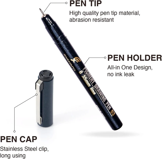 Alt view image 3 of 7 - 16 Pack Micro Fineliner Drawing Pens - Waterproof Black Ink, Assorted Tip Sizes for Sketching, Manga, Anime, Comic, Art Writing, Journaling & Architectural Design
