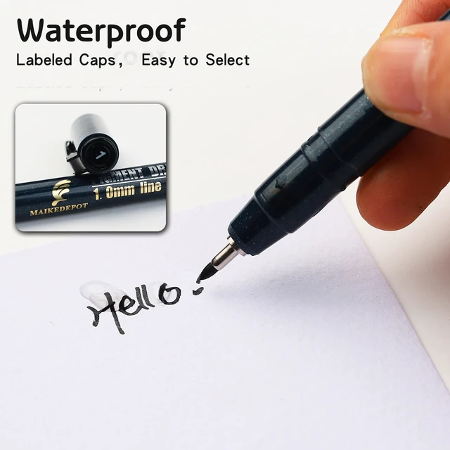 Alt view image 4 of 7 - 16 Pack Micro Fineliner Drawing Pens - Waterproof Black Ink, Assorted Tip Sizes for Sketching, Manga, Anime, Comic, Art Writing, Journaling & Architectural Design