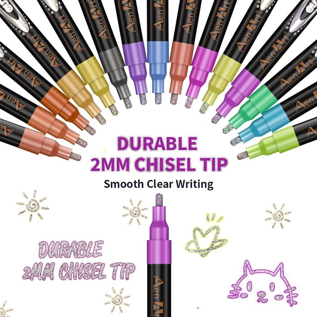 Alt view image 2 of 6 - Double Line Markers Outline Pens, Squiggles Shimmer Outline Marker Set, 16 Colors Doodle Shimmer Pen for Drawing, Making Card, Craft Project
