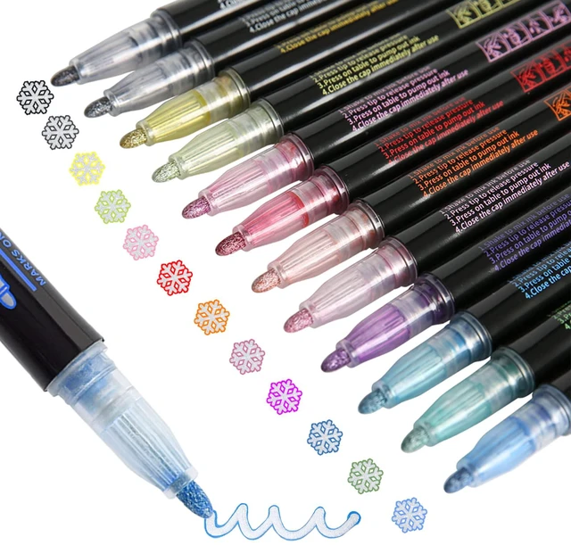 Main image of Outline Markers 12 Colors Shimmer Markers Glitter Pens Art Supplies | Teen Girls Gifts Trendy Stuff,Outline Pens for Card Making Journaling Birthday gifts