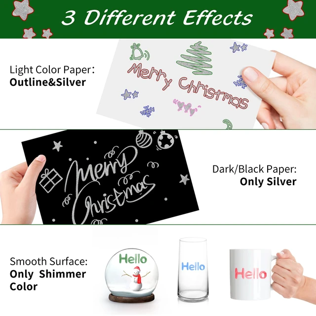 Alt view image 3 of 7 - Outline Markers 12 Colors Shimmer Markers Glitter Pens Art Supplies | Teen Girls Gifts Trendy Stuff,Outline Pens for Card Making Journaling Birthday gifts