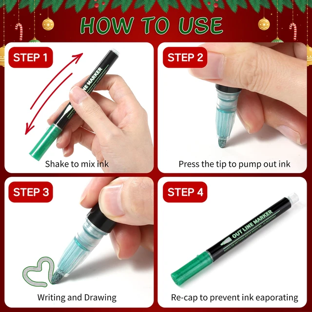 Alt view image 6 of 7 - Outline Markers 12 Colors Shimmer Markers Glitter Pens Art Supplies | Teen Girls Gifts Trendy Stuff,Outline Pens for Card Making Journaling Birthday gifts