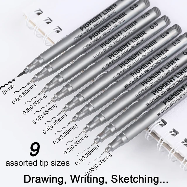 Alt view image 2 of 7 - Micro-Pen Fineliner Pens, Black Pigment Liner Multiliner Archival Ink Micro Fine Point Pens for Drawing, Sketching, Journaling, Doodling, 9 Pack