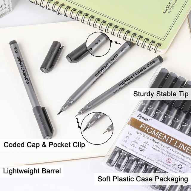 Alt view image 3 of 7 - Micro-Pen Fineliner Pens, Black Pigment Liner Multiliner Archival Ink Micro Fine Point Pens for Drawing, Sketching, Journaling, Doodling, 9 Pack