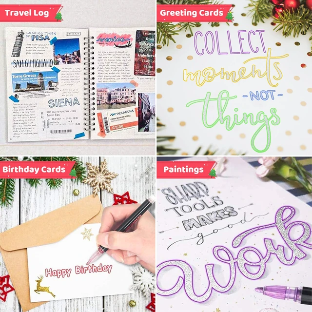 Alt view image 3 of 6 - Stocking Stuffers, Shimmer Outline Glitter Markers, Chriatmas Stocking Stuffers Gifts Trendy Stuff12 Super Squiggles Metallic Glitter Pens For Chriatmas Gifts