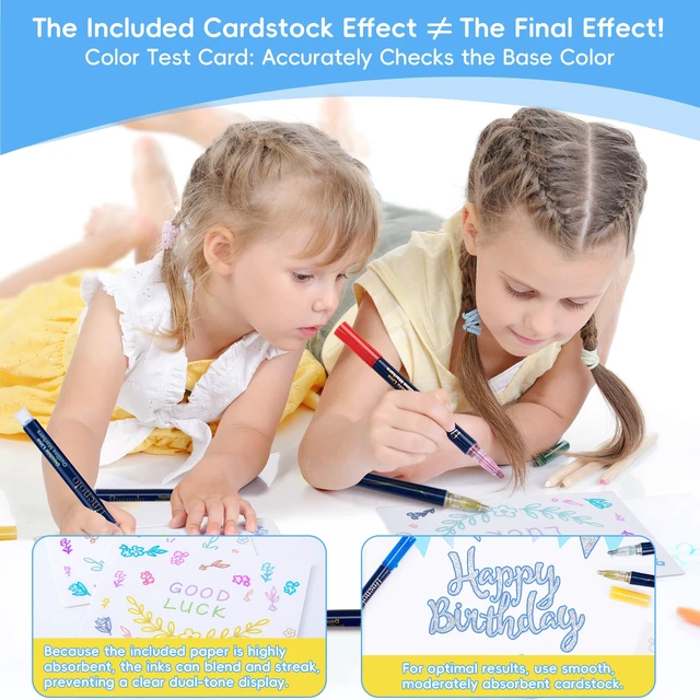 Alt view image 2 of 7 - Double Line Outline Markers, 36 Colors Metallic Glitter Pens | Self outlining glitter markers, trendy diy art craft doodle supplies, birthday gifts for kids girls ages 4-12
