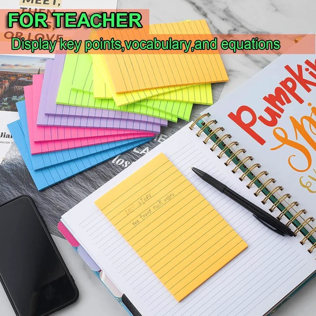 Alt view image 5 of 7 - (12 Pack) Lined Sticky Notes 4x6 in,Bright Large Notepads with Lines | Ruled Stickies Super Sticking Power,Office School Memo Note Pads,Post on Windows Doors,Recyclable,Easy to Write on