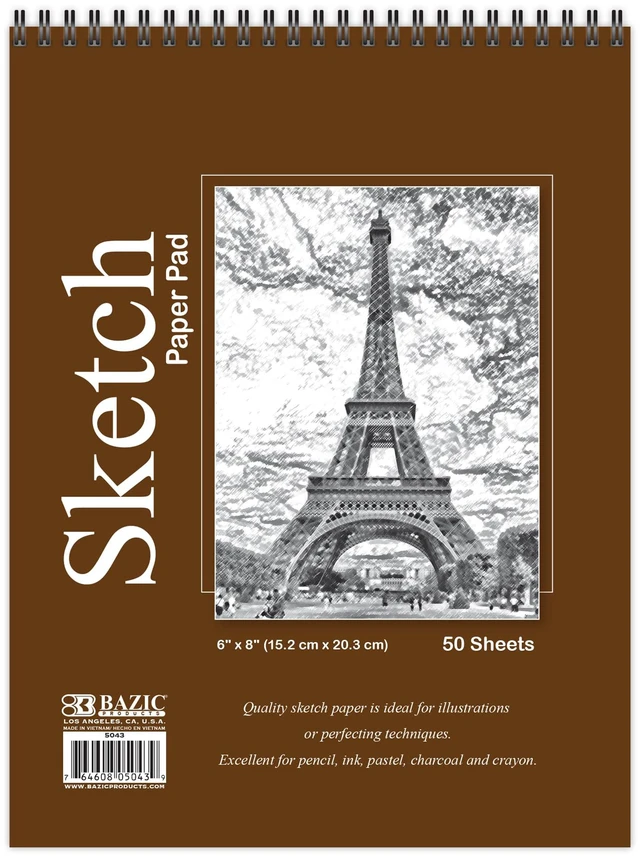 Main image of Sketch Pad 50 Sheet 6" X 8", Top Bound Spiral Sketchbook Drawing Pads, Sketching Paper Coloring Book for Artist Kids School, 1-Pack